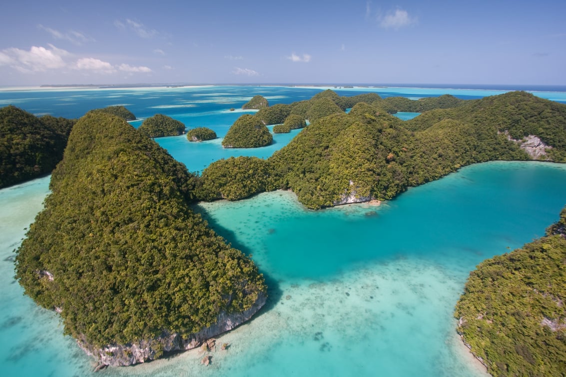 Aerial shot of the Palaus Rock Islands